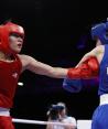 Fátima Herrera, de México, en su pelea ante Laura Fuentes, de España, en los Juegos Olímpicos París 2024