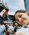 Atletas de judo celebran medalla de plata de Prisca Awiti en el Ángel de la Independencia