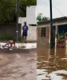 Personal de la Dirección de Protección Civil y Bomberos Manzanillo laboran en la zona inundada.