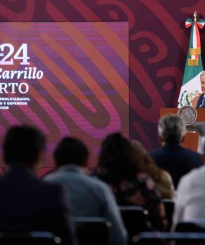 El Presidente López Obrador, ayer, en conferencia de prensa.