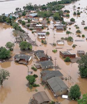 Vista panorámica del área afectada en Encantada, Rio Grande Do Sul, ayer.