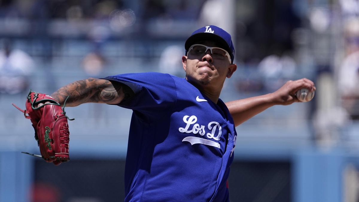 Julio Urias and Daisy Perez attend the Los Angeles Dodgers News