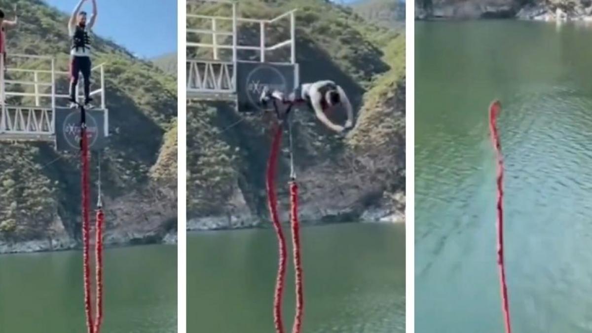 Hombre sufre accidente al practicar bungee jumping: Se rompió la cuerda de seguridad (VIDEO)