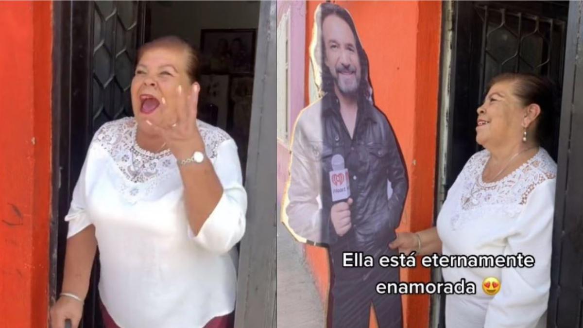 Abuelita se emociona al recibir figura de cartón de su "novio" Marco Antonio Solís: "Chulada" (VIDEO)