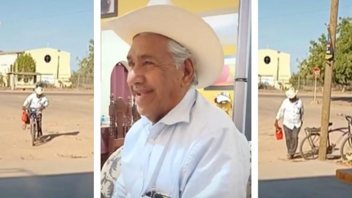 ¡Todos los días! Abuelito de 80 años lleva en bicicleta la comida a su nieta al trabajo (VIDEO)