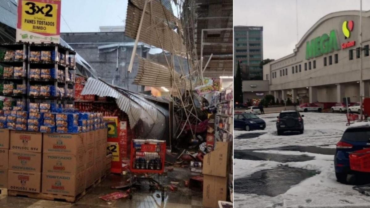 Techo de supermercado colapsa por acumulación de granizo en la Benito Juárez (VIDEOS)