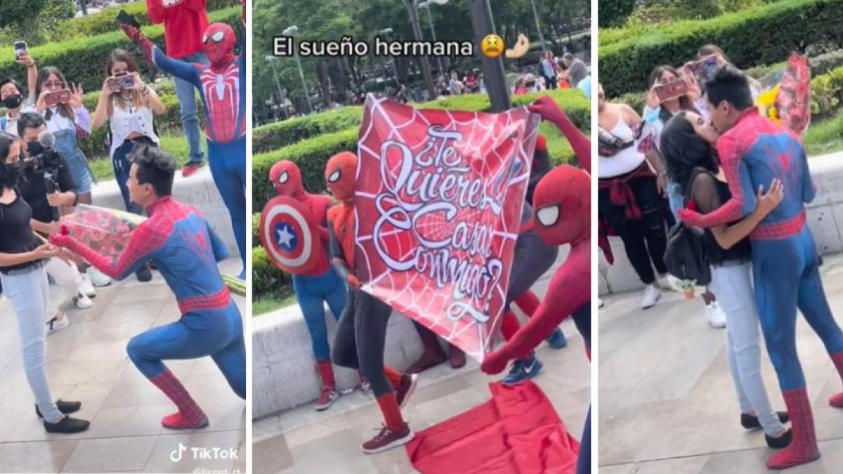 Joven se disfraza de Spider-Man para pedirle matrimonio a su novia (VIDEO)