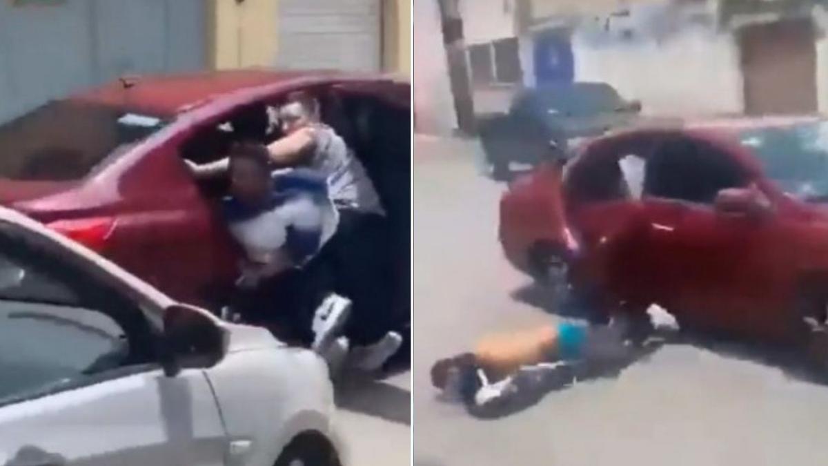 Joven se avienta de coche en movimiento para evitar ser secuestrado (VIDEO)