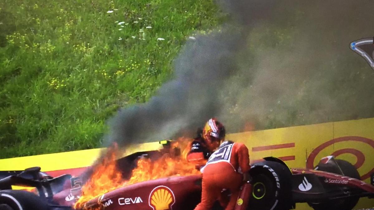 F1 | VIDEO: El carro de Carlos Sainz Jr. se prende en fuego en el GP de Austria