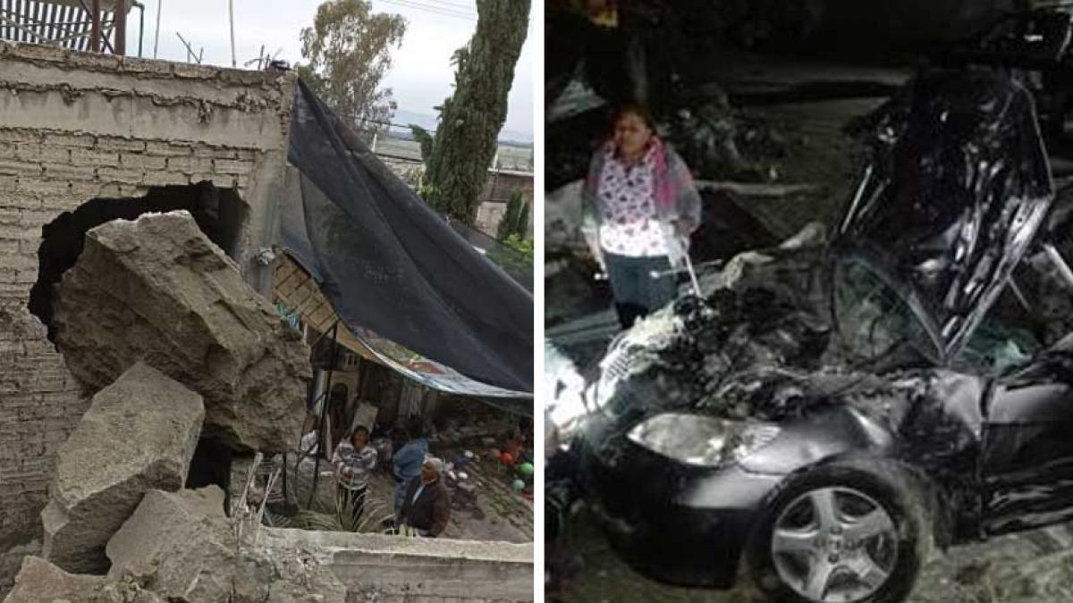 Desgaje de cerro deja una vivienda y un auto destruidos en Valle de Chalco, Edomex