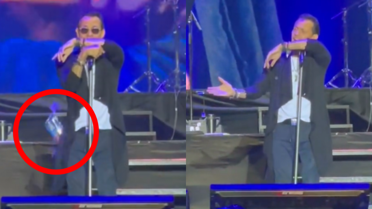 Marc Anthony pide aguardiente en un show... y le dan un botellazo (VIDEO)