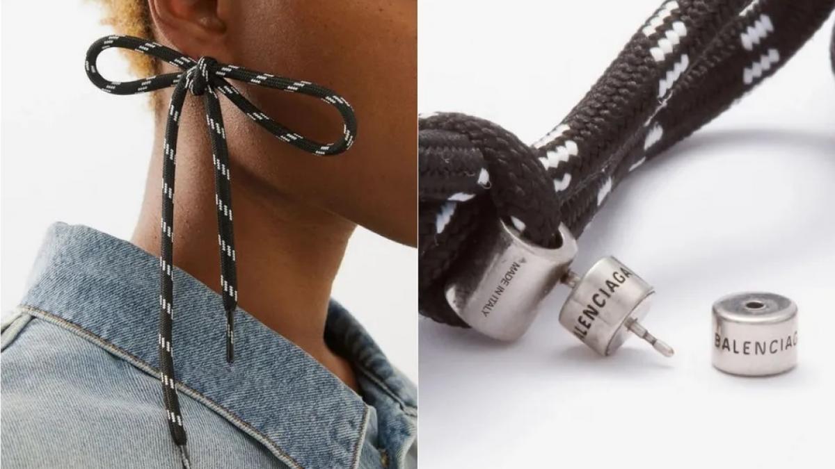 ¡La audacia! Balenciaga vende ahora aretes hechos de agujetas a casi 4 mil pesos