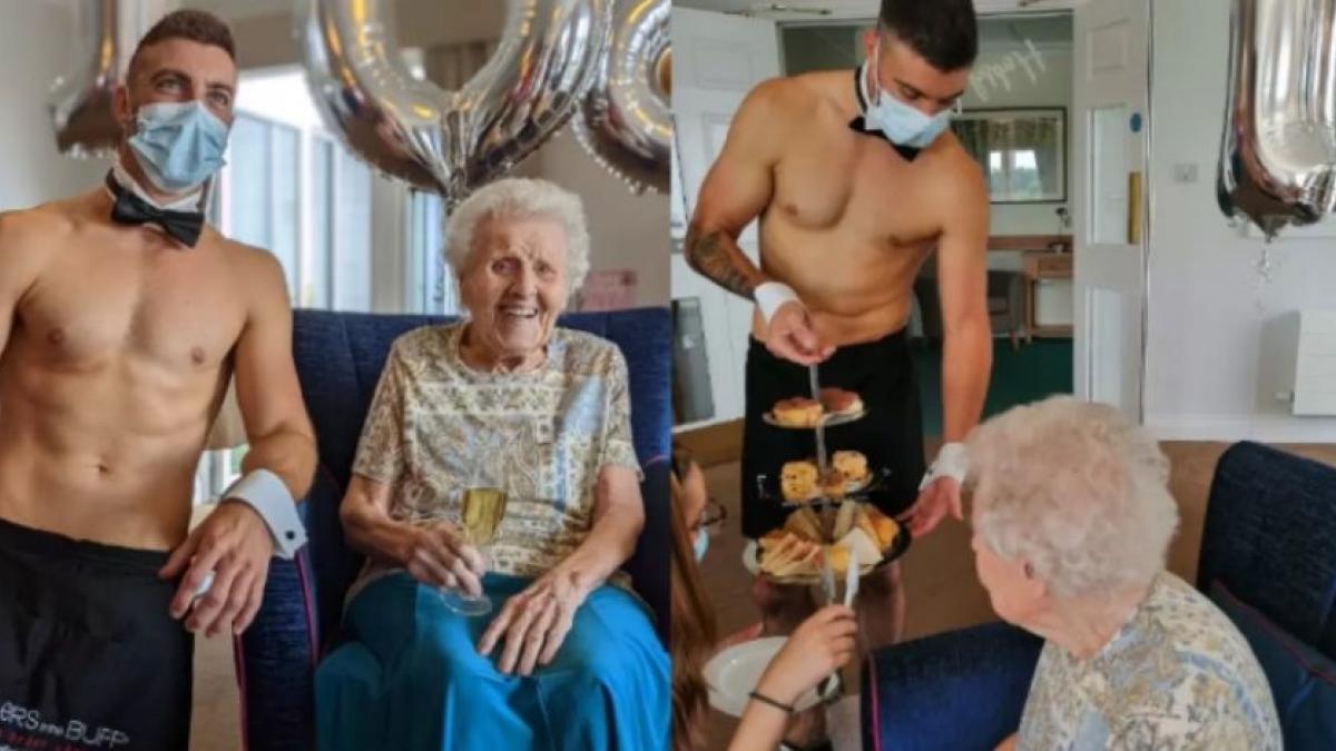 Abuelita celebra su cumpleaños 106 con un stripper: "Nunca había visto algo así" (VIDEO)