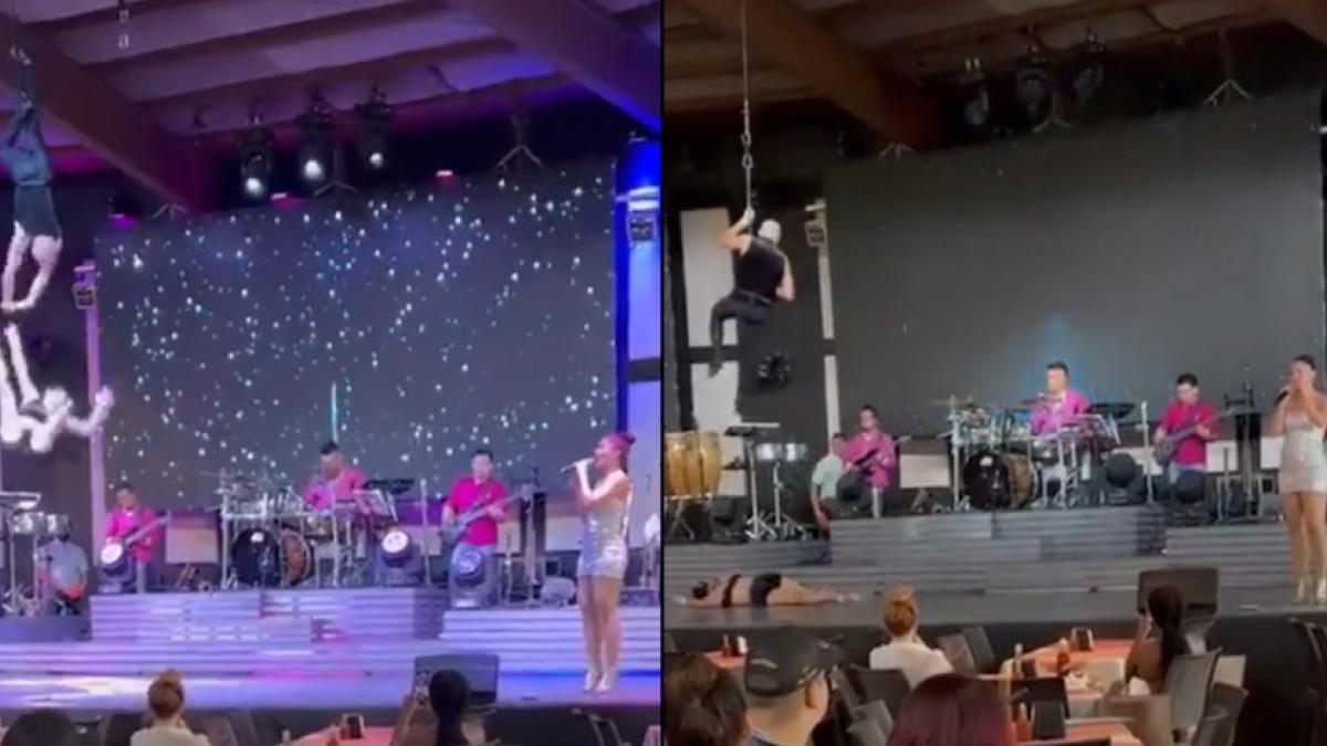 VIDEO: Bailarina cae desde las alturas en pleno show musical; nadie la auxilia