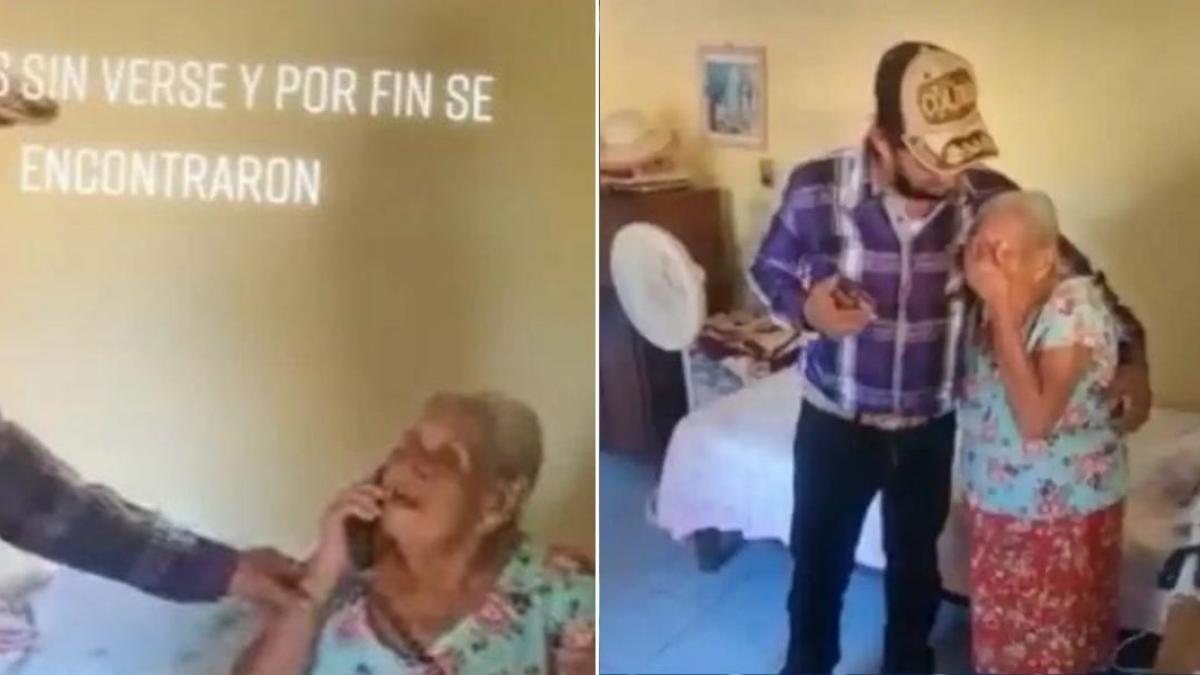 Hombre se reencuentra con su mamá tras 17 años sin verse; su reacción se viraliza (VIDEO)