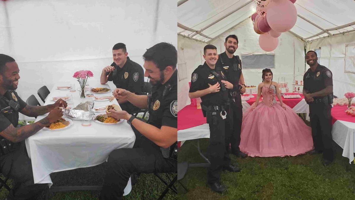 Policías acuden a XV Años por una queja de ruido y terminan celebrando con la quinceañera