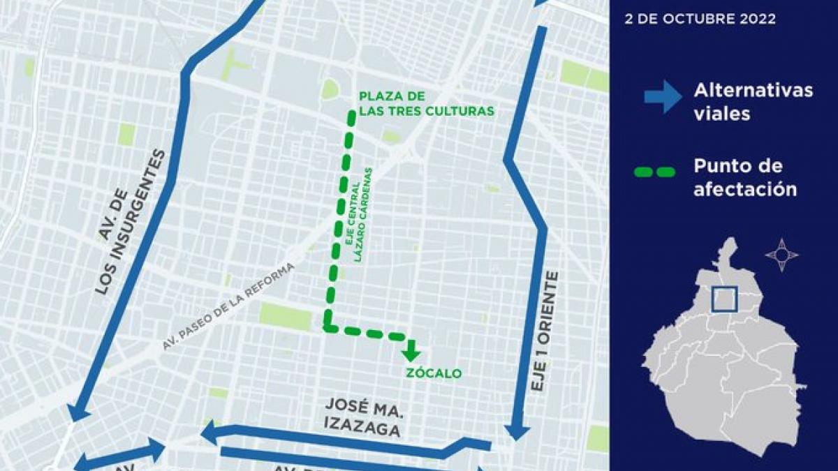 Marcha 2 de octubre: Conoce la ruta y las alternativas viales