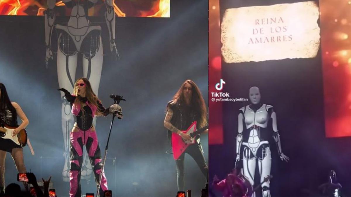 Belinda usa su polémica oración en concierto para que hombres se tatúen: "Reina de los amarres" (VIDEO)