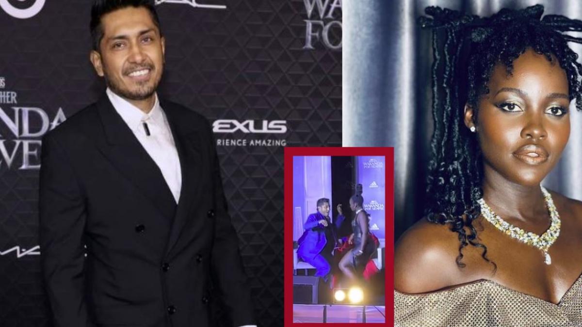 Tenoch Huerta y Lupita Nyong'o bailan en premier de Black Panther y sacan los prohibidos (VIDEO)