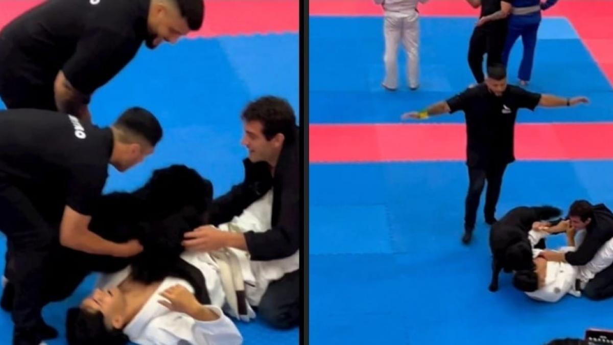 (VIDEO) Lomito interrumpe competencia de jiu-jitsu para proteger a su dueño