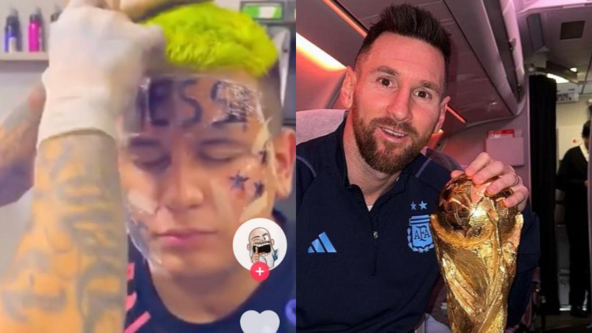 VIDEO: Aficionado se tatúa a Lionel Messi en el rostro y se hace viral