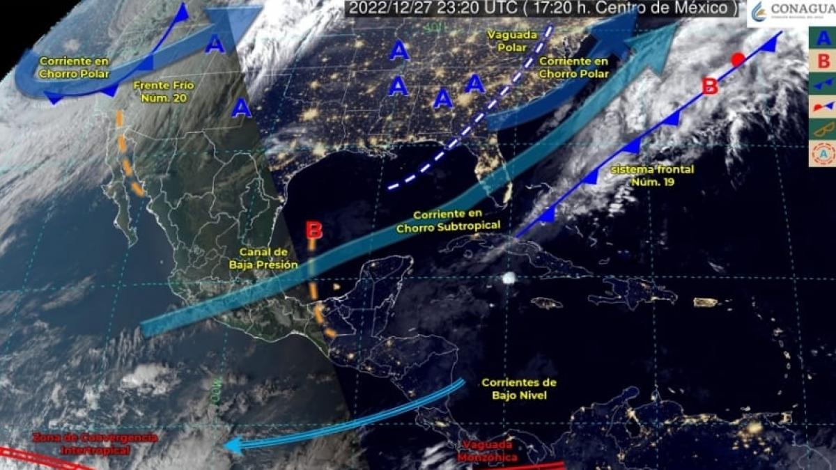 Conagua emite alerta especial en 24 estados por la entrada del Frente Frío 20