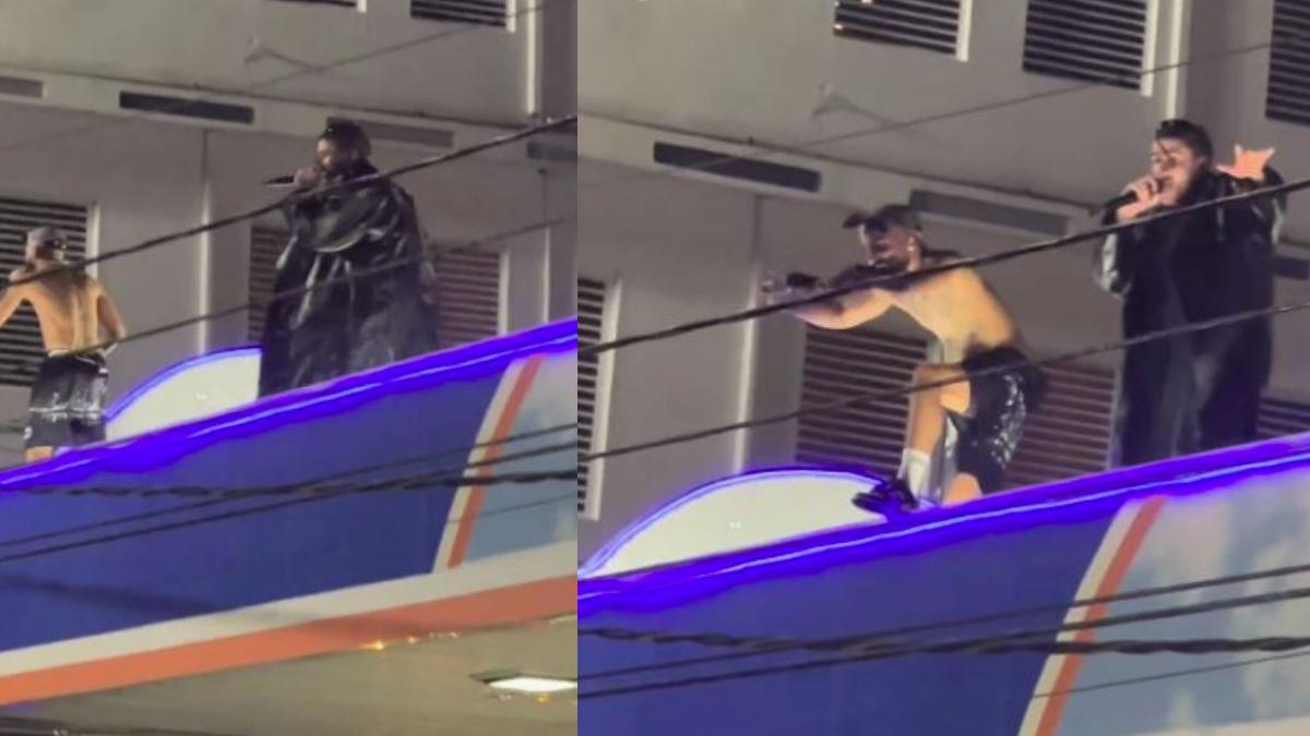 Bad Bunny y Arcángel sorprenden al dar concierto en techo de una gasolinera (VIDEO)