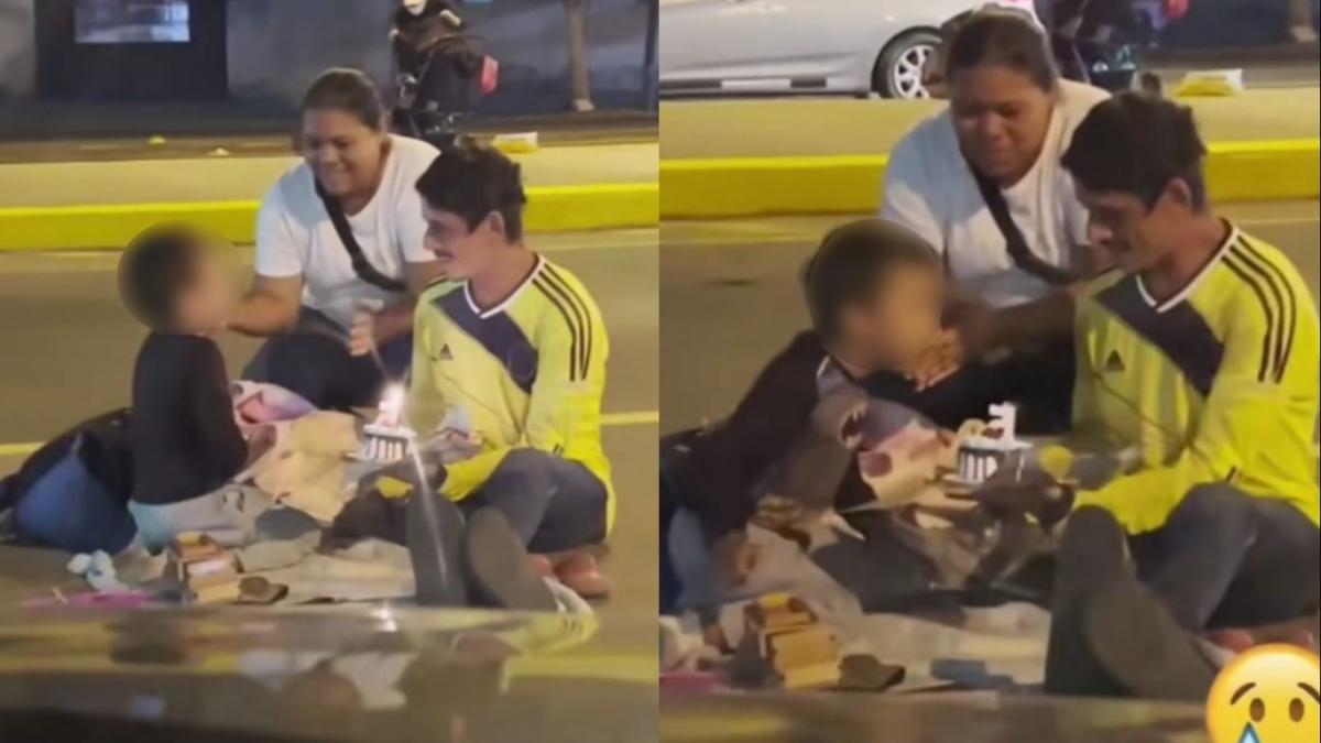 Papás celebran cumpleaños de niño en la calle y conmueven en redes: "Lo más triste"