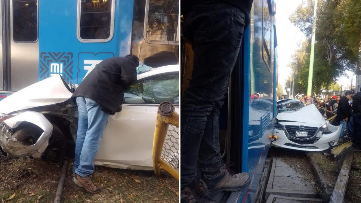 Choque entre unidad del Tren Ligero y auto deja un lesionado en Calzada México-Xochimilco