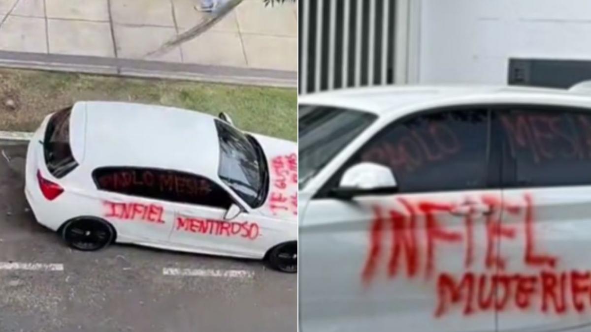 "Paolo, mentiroso": Pintan auto de hombre infiel con mensajes despechados (VIDEOS)