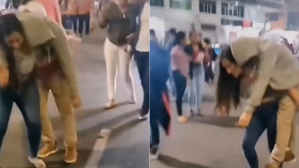 Mujer carga en la espalda a su novio borracho; se vuelve viral