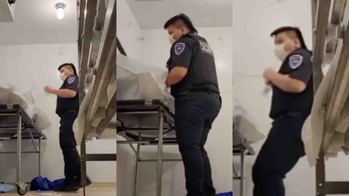 ¡Pásenle un bolillo! Guardia de una morgue se mete en bolsa y asusta a compañero (VIDEO)