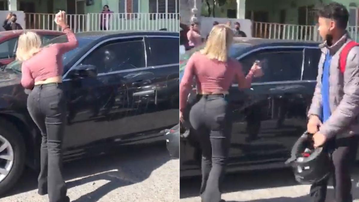 Mujer descubre infidelidad y destroza el auto de su pareja a pedradas (VIDEO)