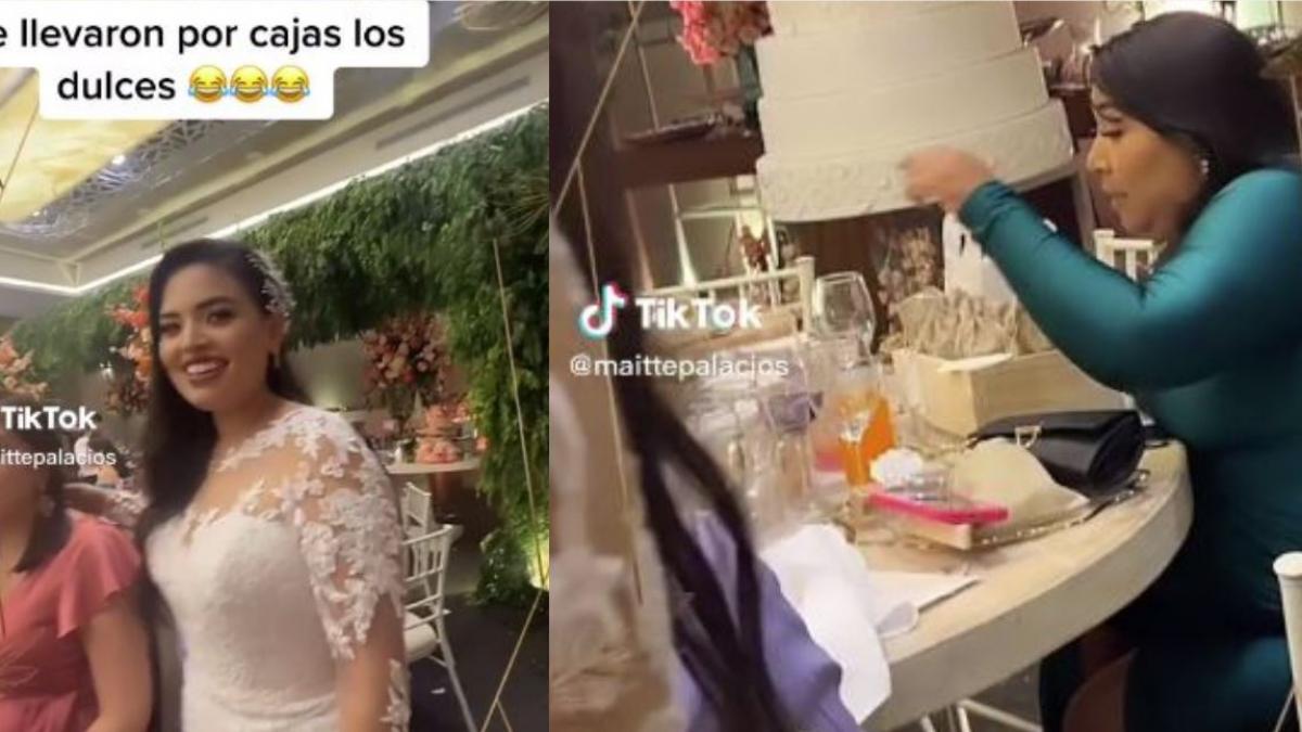 Invitada se lleva caja de dulces completa de una boda y así la cachó la novia: "Bien hambreada" (VIDEO)