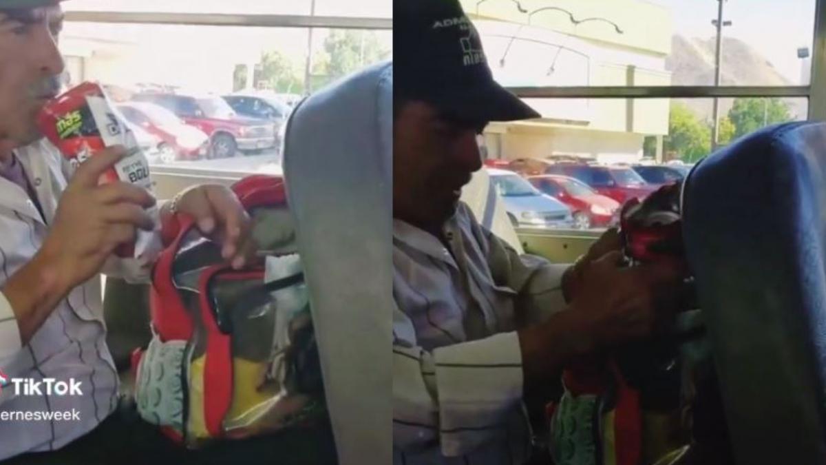 "Para el calor": Hombre esconde cerveza en bolsa de doritos para tomársela en el camión (VIDEO)