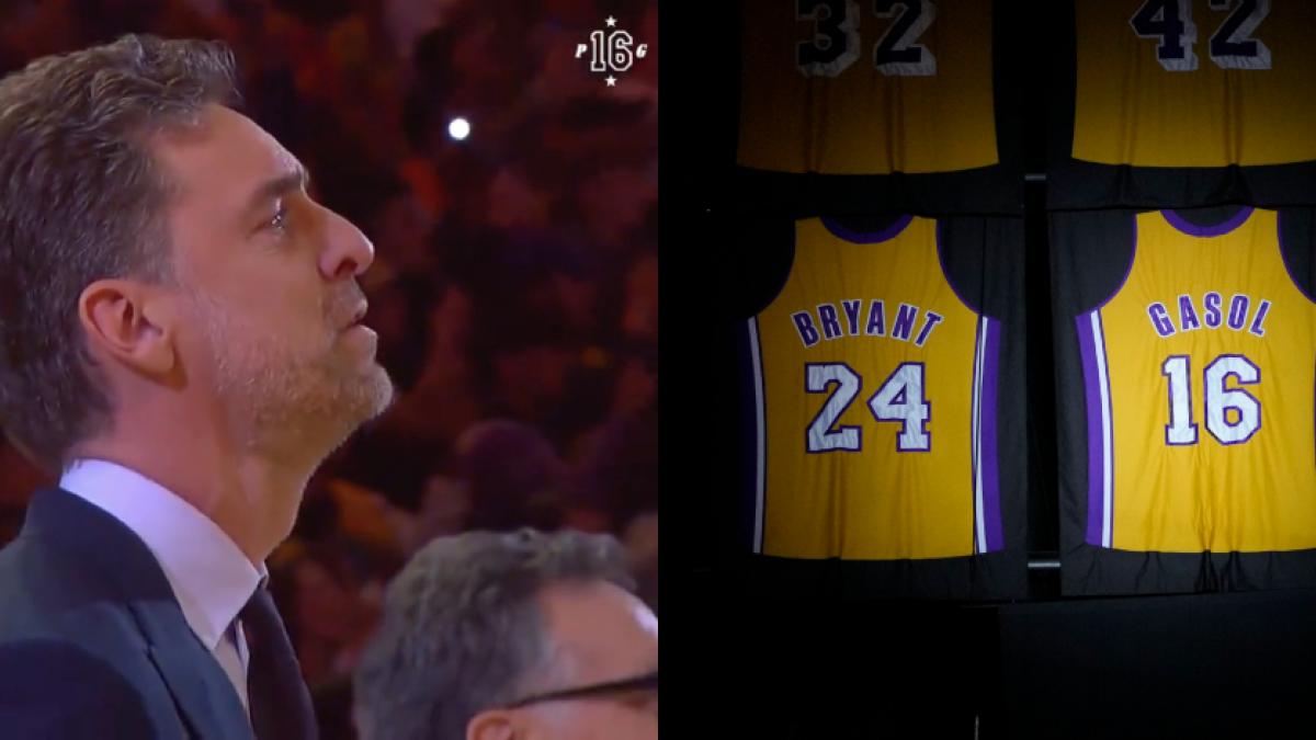 VIDEO: ¡LEYENDA! Pau Gasol no aguanta las lágrimas en la retirada de su número con los Lakers