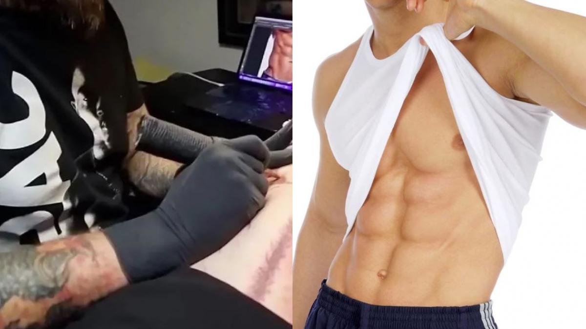 Hombre se tatúa los abdominales para no ir al gimnasio y así le quedaron ¿Fue buena idea? (VIDEO)