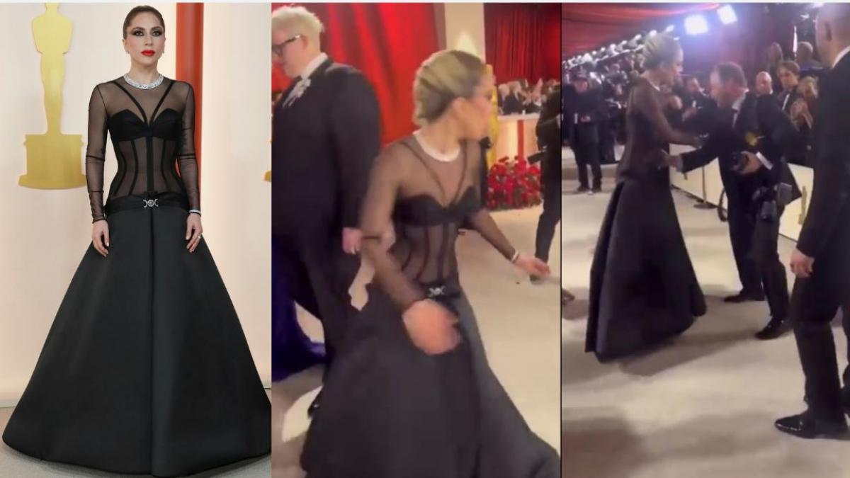 Oscar 2023: Lady Gaga corre a ayudar a fotógrafo que se cayó por su culpa en plena alfombra (VIDEO)