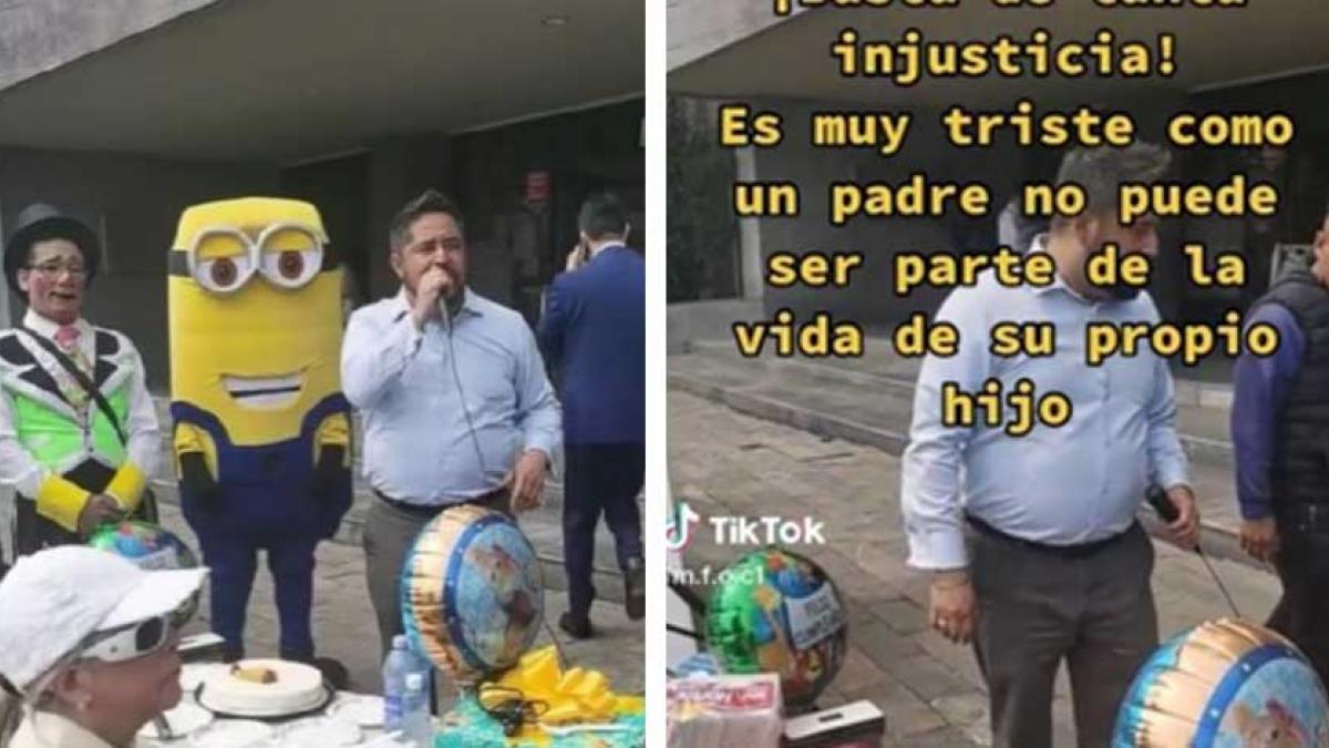 Padre organiza fiesta para su hija afuera de juzgado porque su ex no deja que la vea (VIDEO)