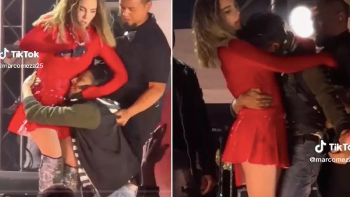 Fan se sube al escenario y lastima a Belinda: "Me asusté" (VIDEO)