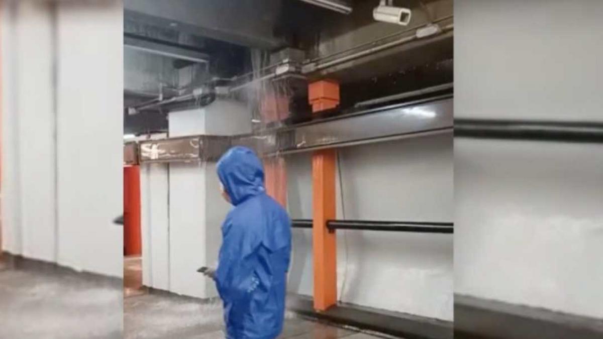 Metro CDMX. Lluvia se filtra en estación Ciudad Deportiva de Línea 9