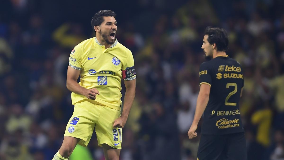 América vs Pumas: Henry Martín se burla de la afición felina en el festejo de su gol con un 'Goya' (VIDEO)