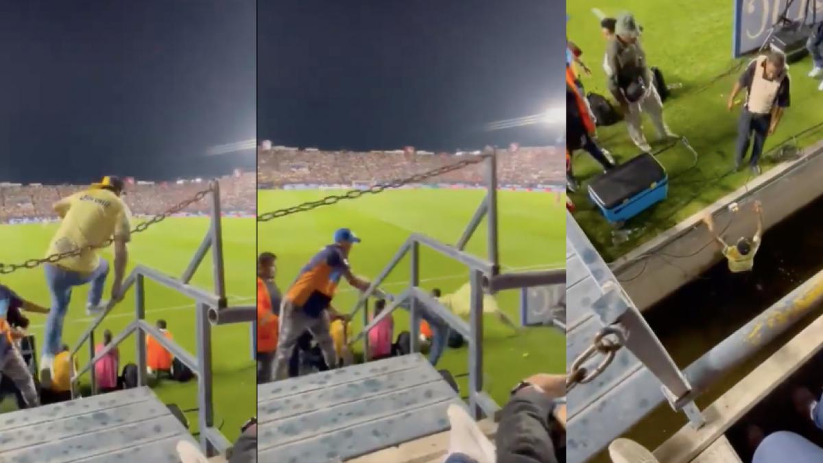 VIDEO: Fan del América intenta invadir la cancha y termina en el peor lugar posible; se hace viral por el tremendo golpe