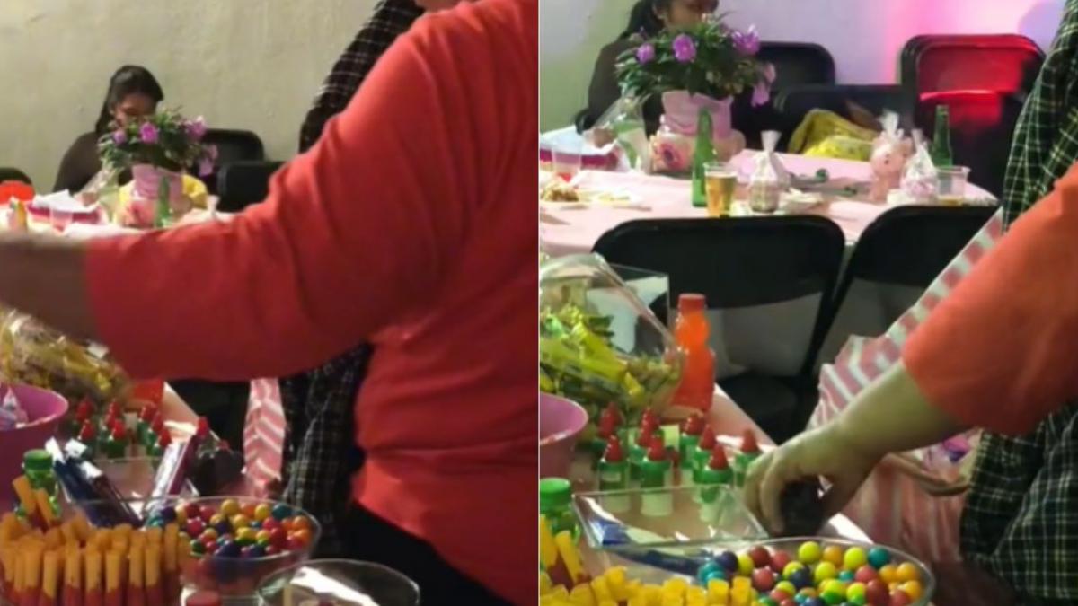 VIDEO. ¡Bien lista! Señora arrasa con la mesa de dulces en fiesta de 15 años