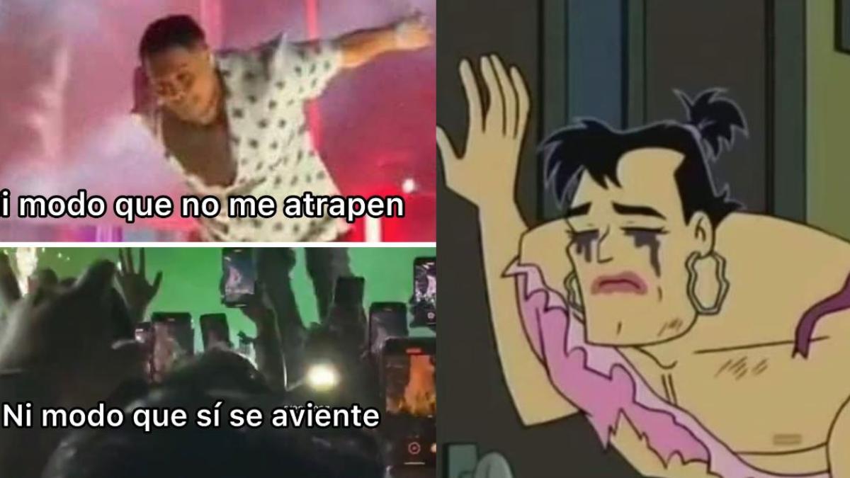 Se burlan de Eduin Caz con MEMES tras aventarse al público y que nadie lo atrapara