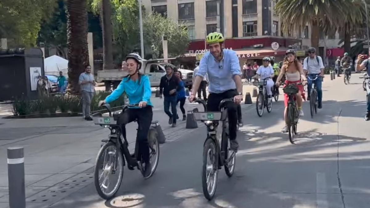 Sheinbaum recorre CDMX en ‘bici’ por el Día Mundial de la Bicicleta