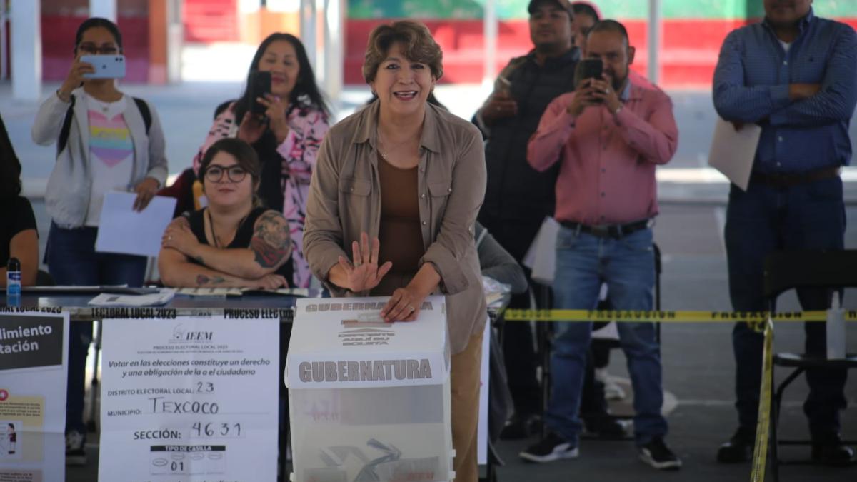 Elecciones 2023: Delfina Gómez, candidata de Morena, emite su voto