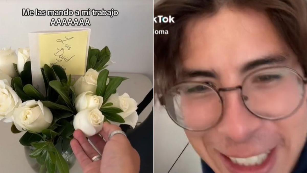 VIDEO. Joven llora porque su novia le regala flores: 'La amo tanto'