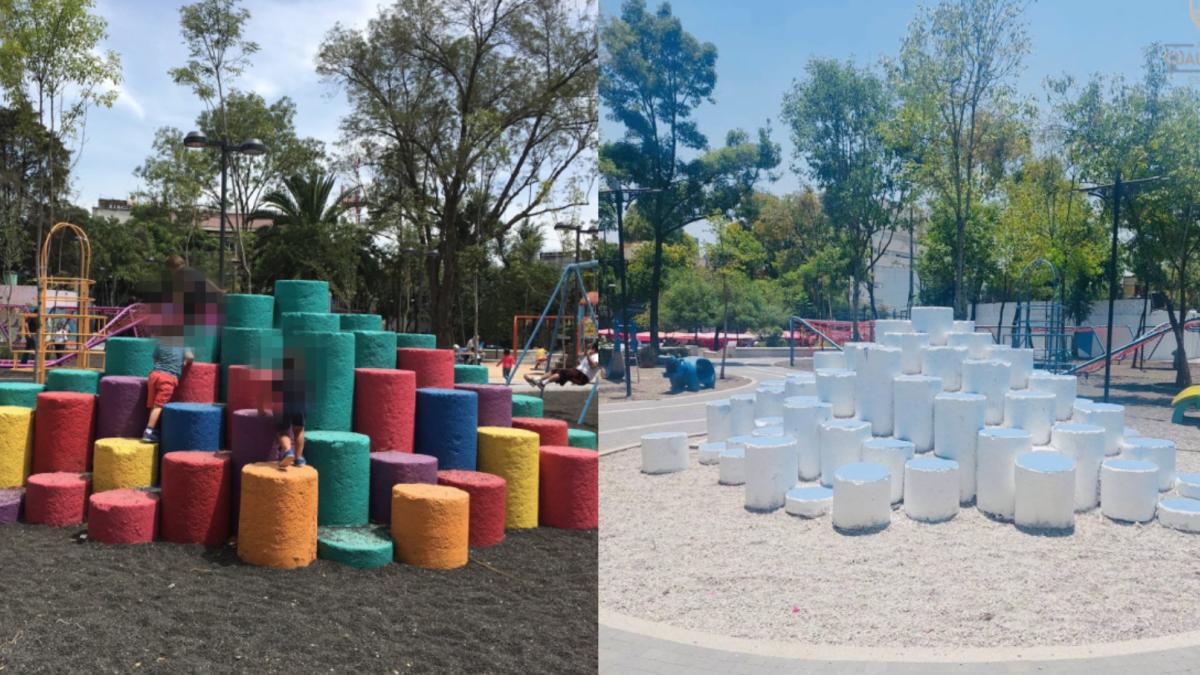 Critican a Sandra Cuevas por pintar de blanco los juegos infantiles del Jardín Pushkin