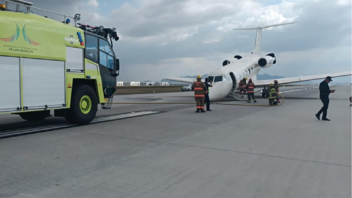 Aterriza de emergencia aeronave de la FGR en el Aeropuerto Felipe Ángeles (VIDEO)